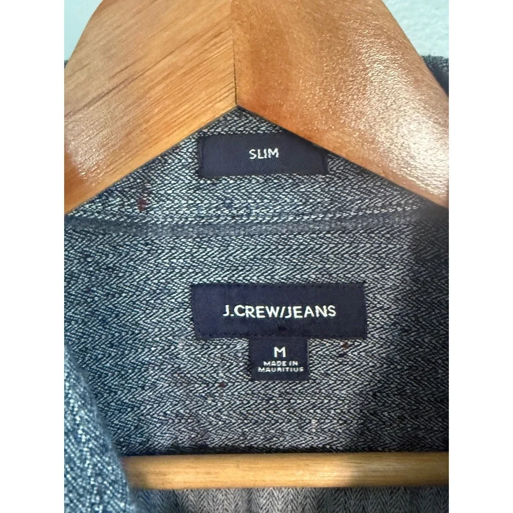 J.Crew Jeans Mens Medium Slim Fit Grey Herringbone Cotton Wool Blend Shirt